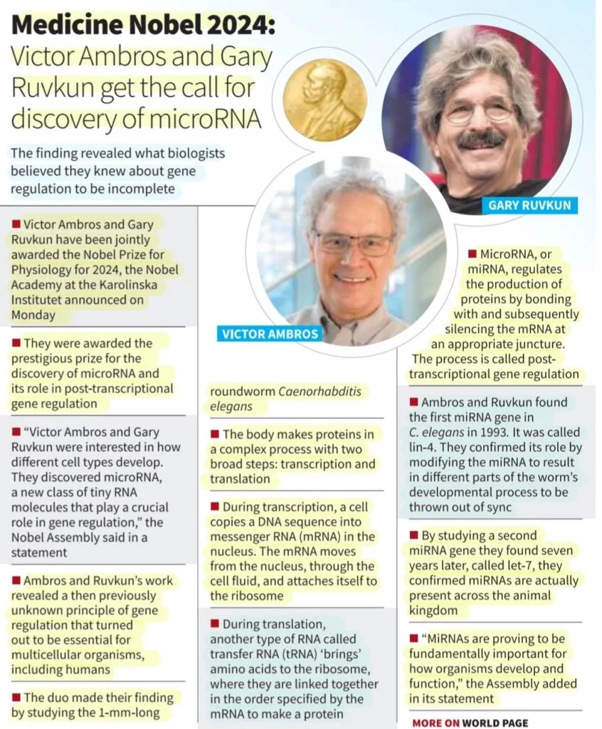 MicroRNA : The Nobel Prize in 2024 MicroRNA
