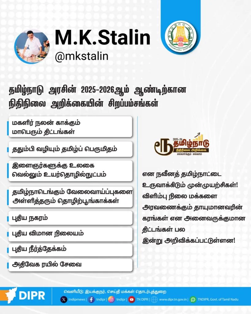 TN BUDGET 2025 | tamilnadu budget 2025 TN BUDGET 2025