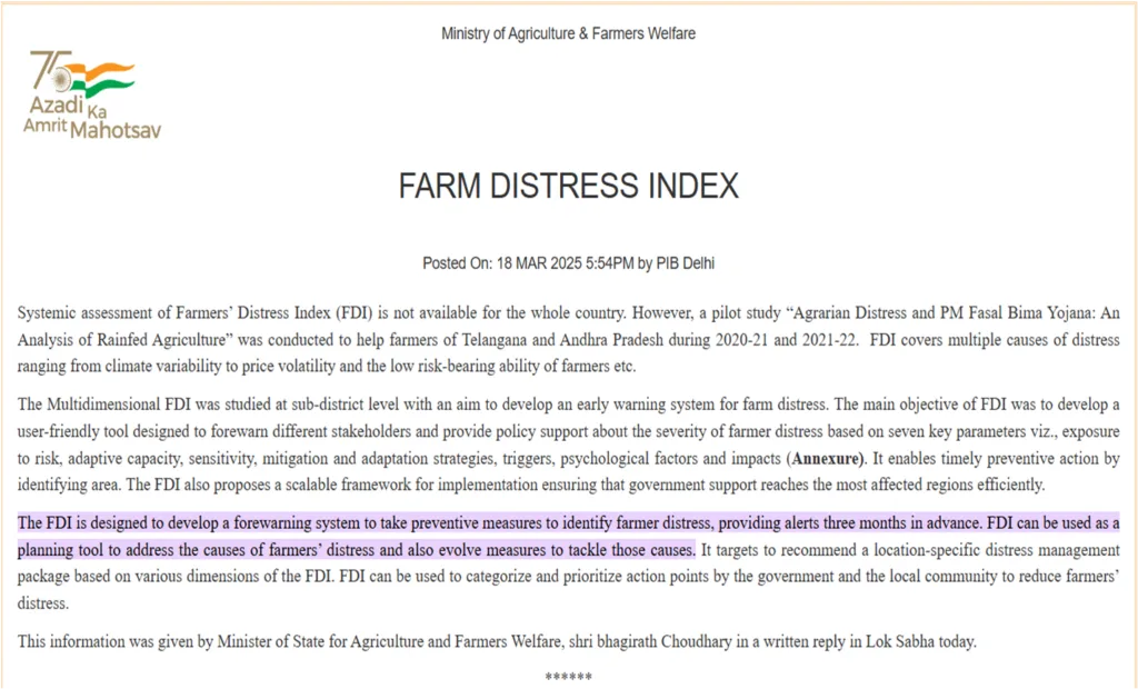 FARM DISTRESS INDEX