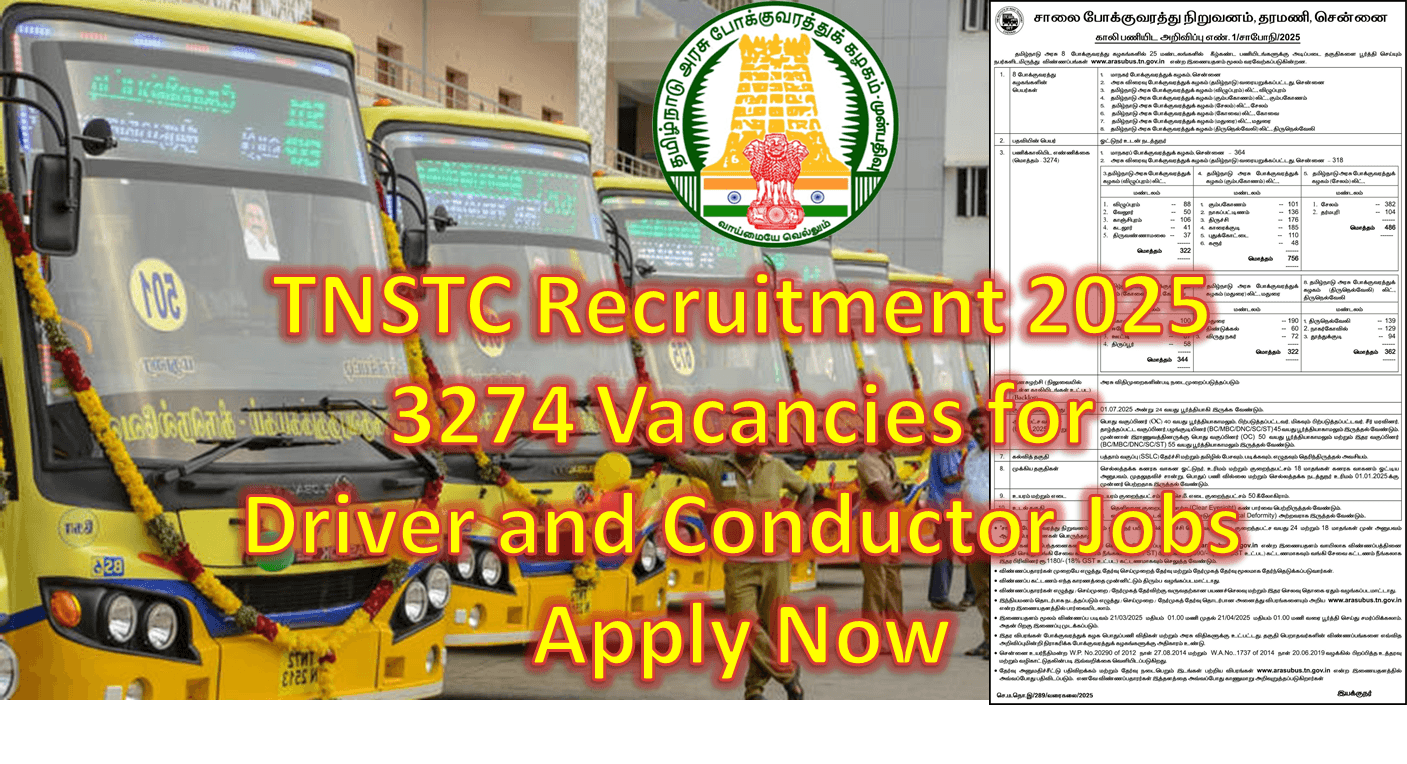 TNSTC Recruitment 2025 Apply Now | 3274 Vacancies for Driver and Conductor Jobs