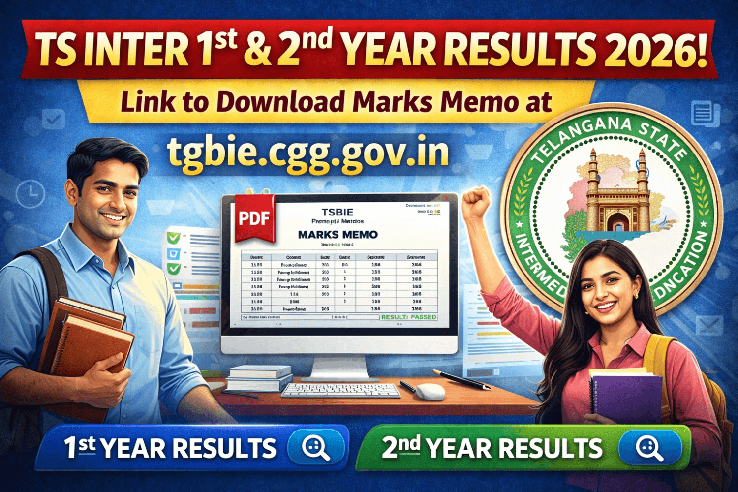 TS Inter 1st & 2nd Year Results 2026 OUT : Link to Download Marks Memo at tgbie.cgg.gov.in TS Intermediate Results 2026