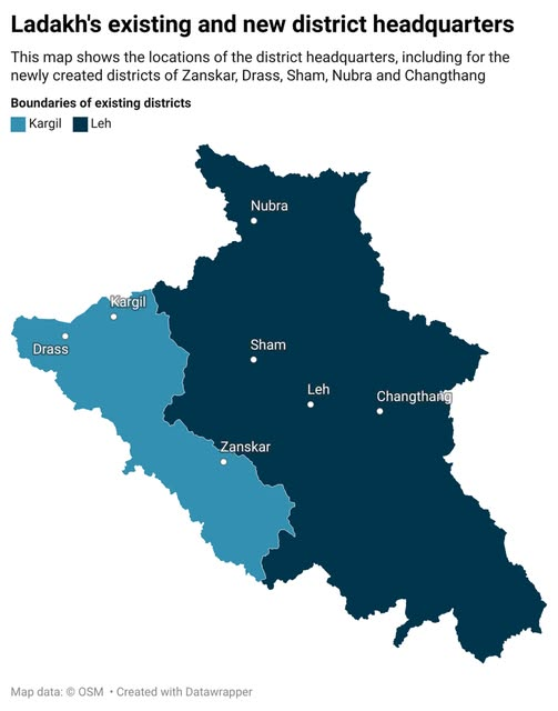 Ladakh New Districts Map