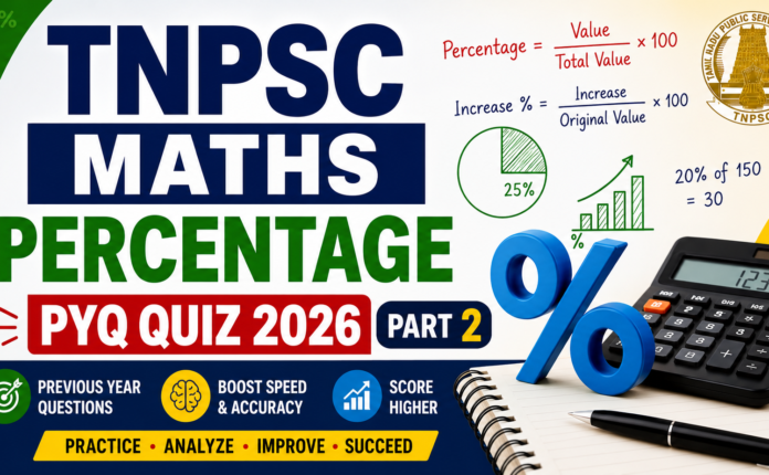 TNPSC Maths Percentage PYQ Quiz-2 2026 with Answers and Solutions