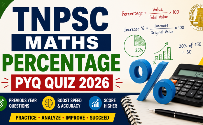 TNPSC Maths Percentage PYQ Quiz 2026 with Answers and Solutions TNPSC Maths Percentage PYQ Quiz 2026